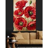Karizmart Kırmızı Gelincikler Dekoratif Kanvas - Mdf Ahşap Tablo