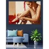 Karizmart Kırmızı Topuklu Ayakkabılarını Giyen Kadın Dekoratif Kanvas - Mdf Ahşap Tablo