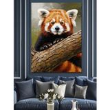 Karizmart Kızıl Panda Ağaç Dalı Dekoratif Kanvas - Mdf Ahşap Tablo