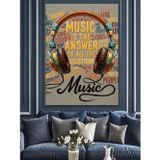 Karizmart Kulaklık Müzik Yazılı Poster Dekoratif Kanvas - Mdf Ahşap Tablo