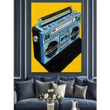 Karizmart Mavi Retro Radyo Teyp Dekoratif Kanvas - Mdf Ahşap Tablo