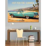 Karizmart Mavi Vintage Spor Araba Yas Temalı Dekoratif Kanvas - Mdf Ahşap Tablo