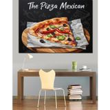 Karizmart Meksika Pizza Üzeri Acı Biber Dekoratif Kanvas - Mdf Ahşap Tablo