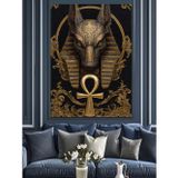 Karizmart Mısır Tanrısı Anubis Figürü Dekoratif Kanvas - Mdf Ahşap Tablo