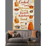 Karizmart Mutfak Yazılı Retro Poster Dekoratif Kanvas - Mdf Ahşap Tablo