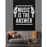 Karizmart Müzik Yazılı Siyah Poster Dekoratif Kanvas - Mdf Ahşap Tablo