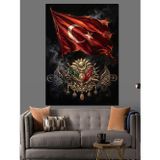 Karizmart Osmanlı Devlet Arması Ve Bayrak Dekoratif Kanvas - Mdf Ahşap Tablo