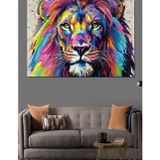 Karizmart Renkli Aslan Pop Art Stili Dekoratif Kanvas - Mdf Ahşap Tablo