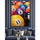 Karizmart Renkli Bilardo Topları Yakın Dekoratif Kanvas - Mdf Ahşap Tablo