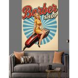 Karizmart Retro Berber Dükkanı Posteri Dekoratif Kanvas - Mdf Ahşap Tablo