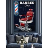 Karizmart Retro Berber Koltuğu Posteri Dekoratif Kanvas - Mdf Ahşap Tablo