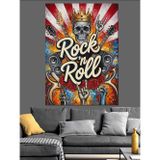 Karizmart Rock Roll Amerikan Bayrağı Dekoratif Kanvas - Mdf Ahşap Tablo