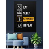 Karizmart Saksafon Müzik Yazılı Poster Dekoratif Kanvas - Mdf Ahşap Tablo