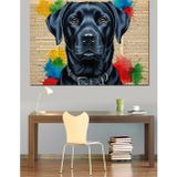 Karizmart Siyah Labrador Köpek Portresi Dekoratif Kanvas - Mdf Ahşap Tablo