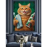 Karizmart Tatlı Turuncu Kedi Ve Diş Fırçası Dekoratif Kanvas - Mdf Ahşap Tablo