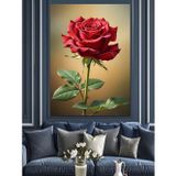 Karizmart Tek Kırmızı Gül Resmi Dekoratif Kanvas - Mdf Ahşap Tablo