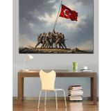Karizmart Türk Bayrağı Diken Askerler Dekoratif Kanvas - Mdf Ahşap Tablo