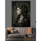Karizmart Yılan Saçlı Medusa Heykel Portresi Dekoratif Kanvas - Mdf Ahşap Tablo