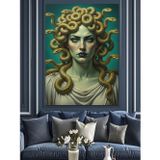 Karizmart Yılan Saçlı Medusa Heykeli Dekoratif Kanvas - Mdf Ahşap Tablo