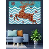 Karizmart Yılbaşı Geyiği Desenli Çizim Dekoratif Kanvas - Mdf Ahşap Tablo