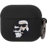 Karl Lagerfeld Airpod 3. Nesil Uyumlu Kılıf Orjinal Lisanslı Karl&choupette 3D Silikon Siyah