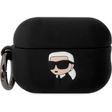 Karl Lagerfeld Airpod Pro 2 Uyumlu Kılıf Orjinal Lisanslı Karl 3D Silikon Siyah