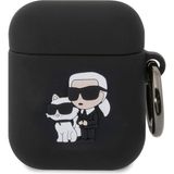 Karl Lagerfeld Airpod Uyumlu Kılıf Orjinal Lisanslı Karl&choupette 3D Silikon Siyah
