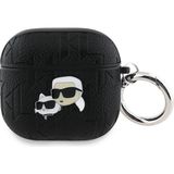Karl Lagerfeld Airpods 4 Kılıf Orjinal Lisanslı Monogram Kabartmalı Koruma Kılıfı Siyah