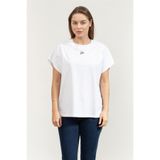 Karl Lagerfeld Autograph Relaxed Kadın Bisiklet Yaka T-Shirt, Beyaz, M