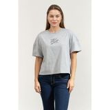 Karl Lagerfeld Autograph Sequins Kadın Bisiklet Yaka T-Shirt, Light Grey Melange, XS