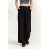 Karl Lagerfeld Belt Detail Daily Pants Pantolon, 42, B1W10012, Siyah, Kadın