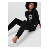 Karl Lagerfeld Bisiklet Yaka Baskılı Sweatshirt, XL, 5003035667, Siyah, kadın