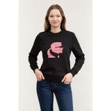 Karl Lagerfeld Bisiklet Yaka Sweatshirt, M, 241W1803, Siyah, kadın