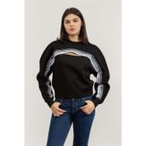 Karl Lagerfeld Bisiklet Yaka Sweatshirt, S, 241W1806, Siyah, kadın