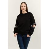 Karl Lagerfeld Bisiklet Yaka Sweatshirt, S, 246W1802, Siyah, kadın