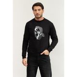 Karl Lagerfeld Bisiklet Yaka Sweatshirt Siyah, 2XL, 705060-544942, Black, erkek