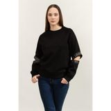 Karl Lagerfeld Bisiklet Yaka Sweatshirt, XS, 246W1802, Siyah, kadın