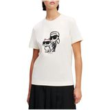 Karl Lagerfeld Bisiklet Yaka T-Shirt Krem, L, A1W17129, Beige, Kadın