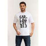 Karl Lagerfeld Bisiklet Yaka T-Shirt, L, 755130562225, Beyaz, Erkek