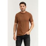 Karl Lagerfeld Bisiklet Yaka T-Shirt, L, 755750553221, Kahverengi, Erkek