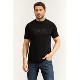 Karl Lagerfeld Bisiklet Yaka T-Shirt, M, 755035562221, Siyah, Erkek