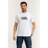 Karl Lagerfeld Bisiklet Yaka T-Shirt, M, 755780561235, Beyaz, Erkek