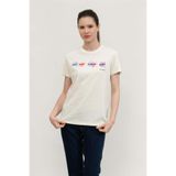 Karl Lagerfeld Bisiklet Yaka T-Shirt, S, A2W17114, Krem, Kadın