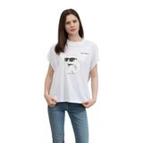 Karl Lagerfeld Bisiklet Yaka T-Shirt , S, A2W17115, Beyaz, Kadın