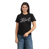 KARL LAGERFELD Bisiklet Yaka T-Shirt, XS, 305575456, Siyah, Kadın