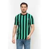 KARL LAGERFELD Bisiklet Yaka Yeşil Çizgili T-Shirt, S, 974674, Yeşil, Siyah, Beyaz Çizgili, Erkek