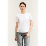 Karl Lagerfeld Boucle Autograph Bisiklet Yaka T-Shirt, M, B2W17093, Beyaz, Kadın