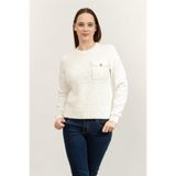 Karl Lagerfeld Boucle Knit Mix Bisiklet Yaka Sweatshirt, S, B1W20061, Krem, kadın