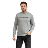 Karl Lagerfeld Crewneck Erkek Bisiklet Yaka Sweatshirt, Gri, XL