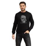 Karl Lagerfeld Crewneck Erkek Bisiklet Yaka Sweatshirt, Siyah, M Beden
